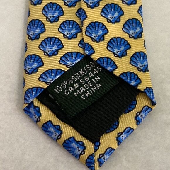 J.Crew The Silk Tie Mens Yellow Blue Shell Classic Tie - Picture 4 of 8